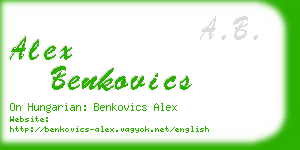 alex benkovics business card
